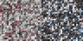 Mosaic gray and white texture with red and blue splashes. Abstract discreet background. Vector Royalty Free Stock Photo